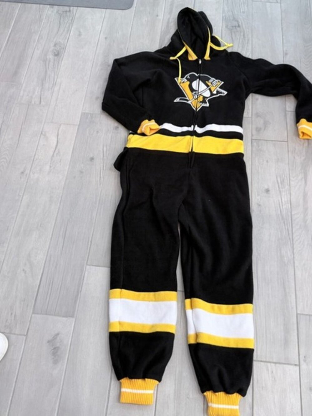 Hockey 1 Piece Pajamas Hooded Zip Up Adult